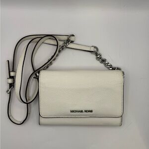 Michael Kors Jet Set Saffiano Leather 3 in 1 Crossbody Handbag Purse-White